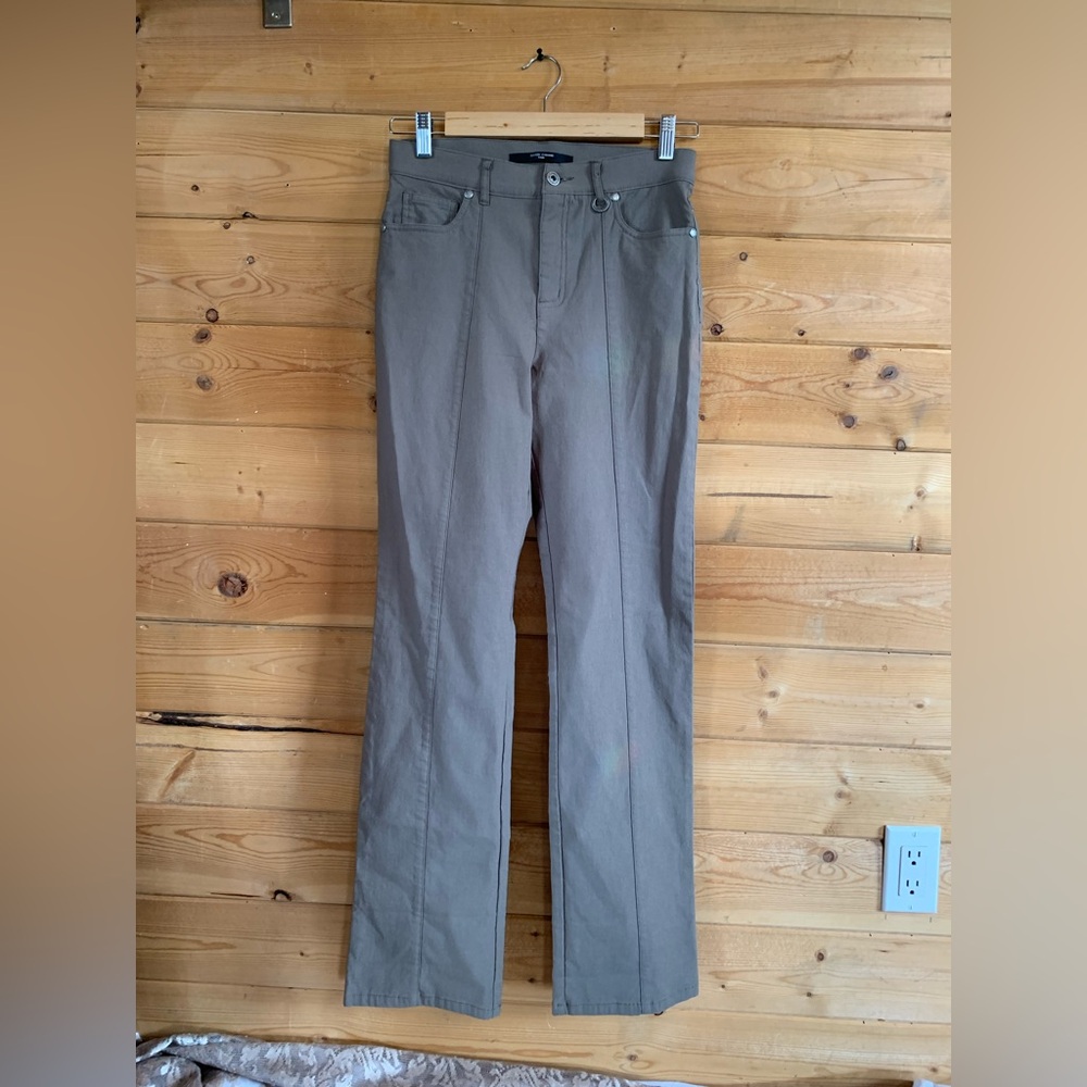 Simon Chang Taupe Dress Pants Stretchy Boot‎ Cut Size 4 Business Casual Neutral